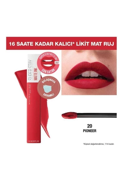 Maybelline New York Super Stay Matte Ink Likit Mat Ruj - 20 - Kırmızı 3600531411114 - 8