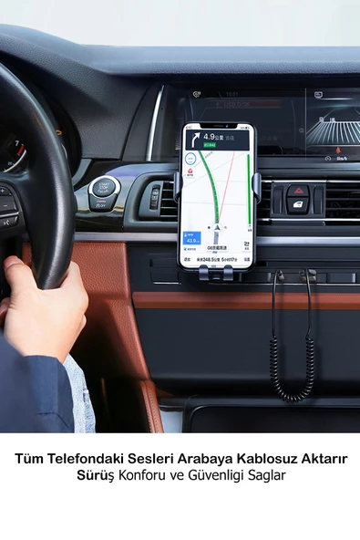 Bluetooth Wireless Bt5.1 Usb To 3,5mm Araç Kiti Bluetooth Araç Içi Fm Transmitter Hifi Ses Destekli - 6