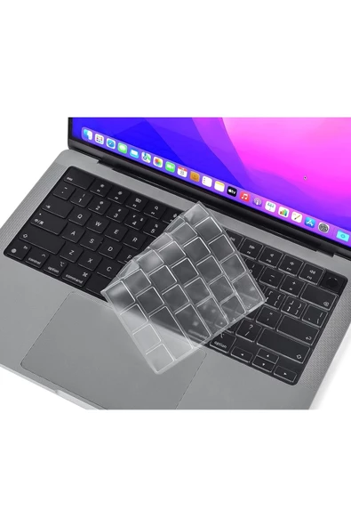 Macbook Air 13.6 Inç M2 M3 M4 Çip A2681 A3113 A3240 Uyumlu Alt Üst Kılıf Klavye Ve Ekran Koruyucu  Siyah Şeffaf - 5