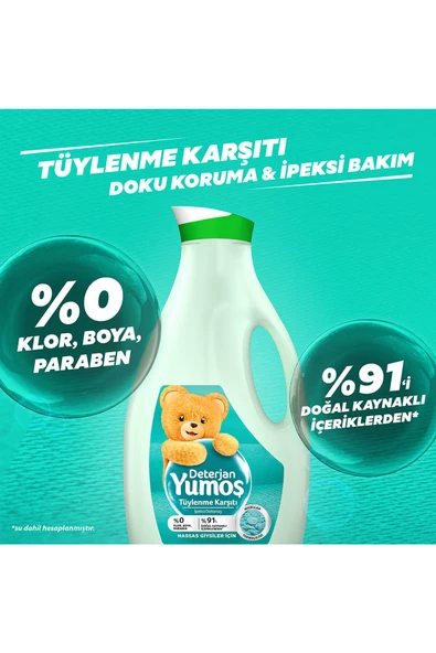 Yumoş Sıvı Deterjan Hassas Giysiler İçin İpeksi Bakım 2520 ml - Resim 5