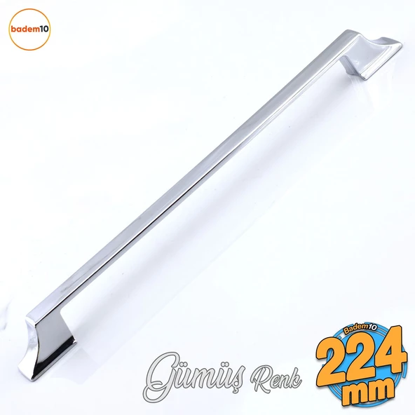 Mostar 224 mm Krom Gümüş Renk Metal Kulp Mobilya Çekmece Mutfak Dolabı Dolap Kulpları Kulb 22.4 cm