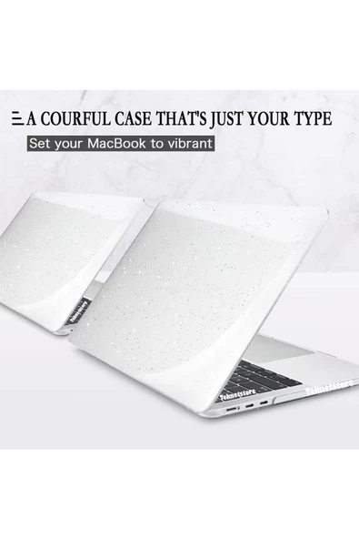 Macbook Air 13.3 Inç M1 Çip Uyumlu A2337 A2179 A1932 Simli Şeffaf Siyah Koruyucu Kılıf Crystal Star  Star Şeffaf - 3