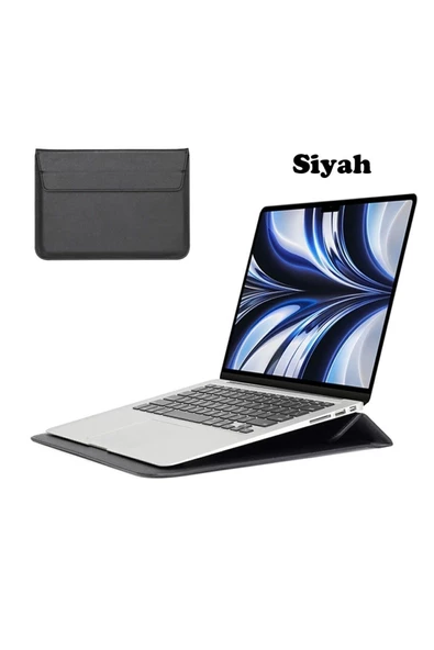 Macbook Pro Air 13 M1-m2 2020/2022 A2179-a2337-a2338-a2251-a2159-a1989-a1708 Deri Mıknatıslı Çanta  Siyah