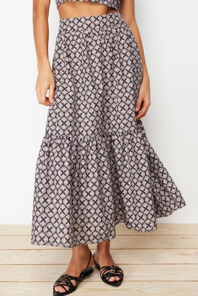 Moda Kloş Etnik Desen Günlük Maxi Boy Desenli Kloş Maxi Boy Dokuma Etek - 2