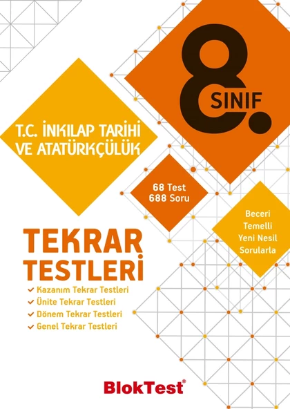Bloktest 8.Sınıf T.C. İnkılap Tarihi ve Atatürkçülük Tekrar Testleri ürün görseli 1