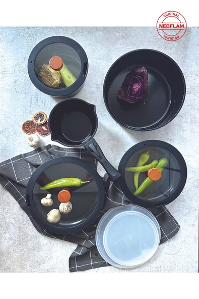 Neoflam Midas Siyah 11 Parça Ayrılabilen Saplı Iç Içe Geçebilen Indüksiyonlu Tencere Tava Seti - 5