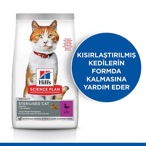 Hill's SCIENCE PLAN Ördekli Kısırlaştırılmış Kedi Maması 1,5kg