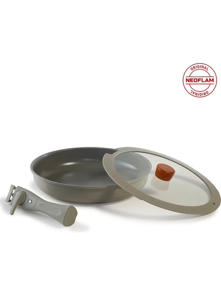 Neoflam Midas Gri 6 Parça Ayrılabilen Saplı Iç Içe Geçebilen Indüksiyonlu Tencere Tava Seti - 4