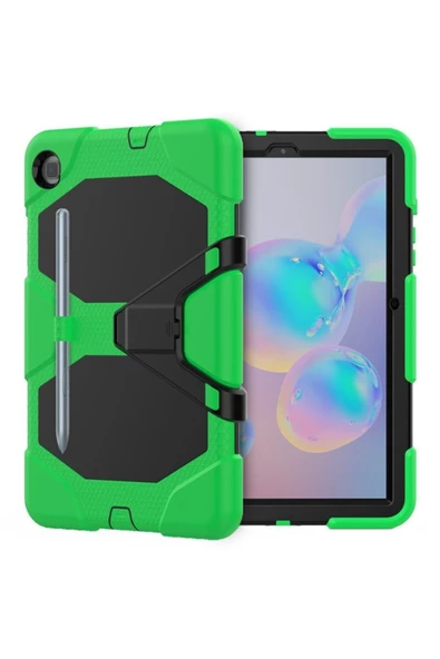 Samsung Galaxy P610 S6 Lite 10.4 Inctablet Kılıfı Kalemlikli Defender Tank Silikon Yüksek Koruma  yeşil - 1