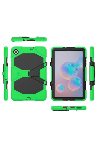 Samsung Galaxy P610 S6 Lite 10.4 Inctablet Kılıfı Kalemlikli Defender Tank Silikon Yüksek Koruma  yeşil - 2
