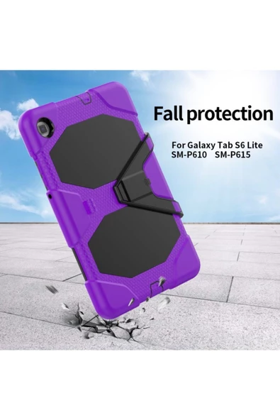 Samsung Galaxy P610 S6 Lite 10.4 Inctablet Kılıfı Kalemlikli Defender Tank Silikon Yüksek Koruma  mor - 4