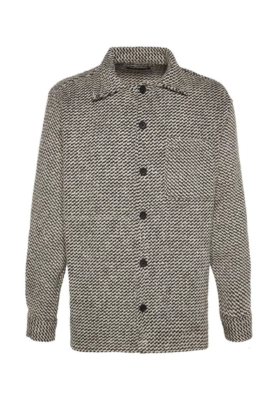 Moda Erkek Dokulu Desen Günlük Unisex Regular Fit Diagonel Desenli Dokulu Kalın Kışlık Gömlek Ceket