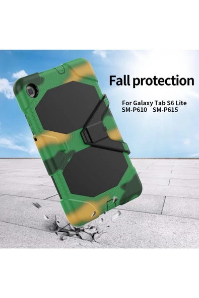 Samsung Galaxy P610 S6 Lite 10.4 Inctablet Kılıfı Kalemlikli Defender Tank Silikon Yüksek Koruma  kamuflaj - 4