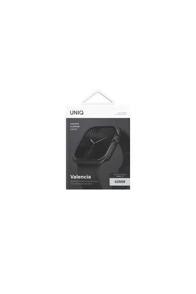 Apple Watch 42mm Uyumlu Valencia Serisi Alüminyum TPU Kasa 360 Tam Koruyucu Kapak  Black - 4