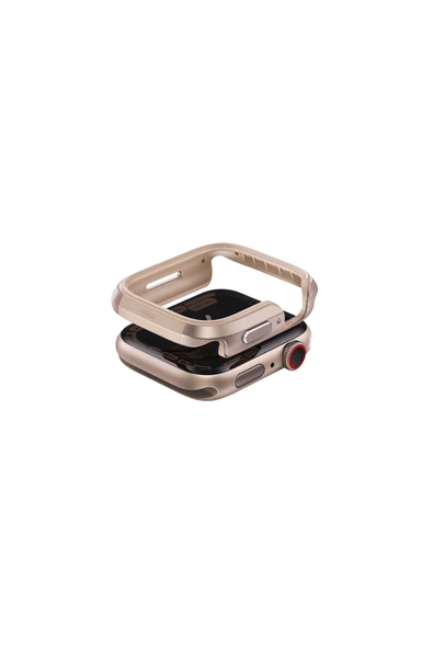 Apple Watch 42mm Uyumlu Valencia Serisi Alüminyum TPU Kasa 360 Tam Koruyucu Kapak  Gold - 2