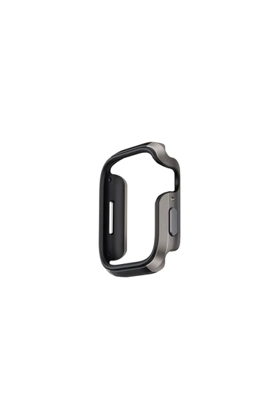 Apple Watch 46mm Uyumlu Valencia Serisi Alüminyum TPU Kasa 360 Tam Koruyucu Kapak  Titanium Silver - 3