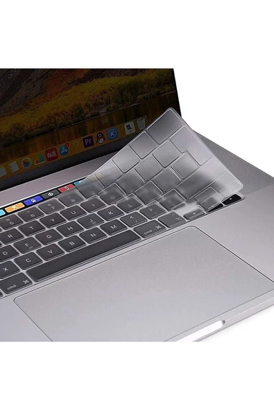 Macbook Air 13 Inç M1 Çip A2337 Tam Uyumlu Alt Üst Kılıf + Klavye Kılıfı + Ekran Koruyucu Film  Beyaz Karbon