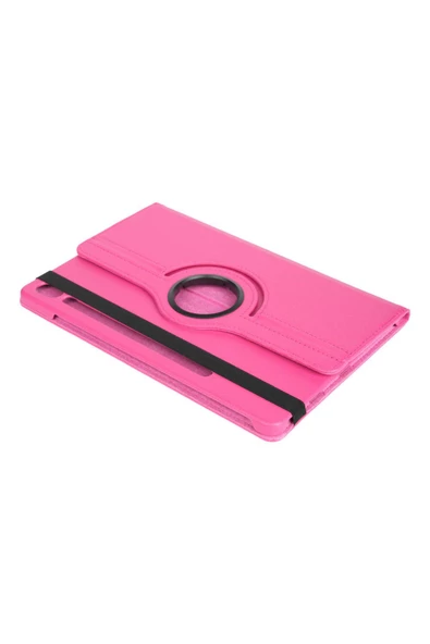 Samsung Galaxy Tab S9 FE 10.9 Inç Tablet Uyumlu Kılıf 360° Dönebilen Deri Leather New Style Case  PEMBE - 4