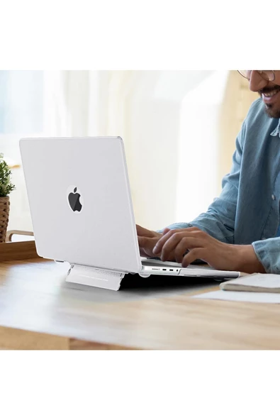 Macbook Pro 13 M1-m2 Çip A2251-a2289-a2338-a2159 Uyumlu Standlı Kılıf + Klavye Kılıfı Ekran Koruyucu  Şeffaf - 7