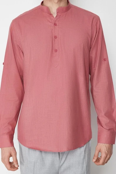 Moda Erkek Hakim Yaka Düz Desen Günlük Hakim Yaka Regular Fit Kolları Apoletli Gömlek
