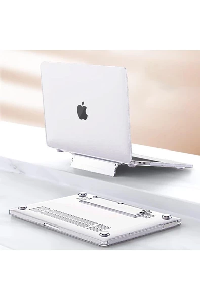 Macbook Pro 13 M1-m2 Çip A2251-a2289-a2338-a2159 Uyumlu Standlı Kılıf + Klavye Kılıfı Ekran Koruyucu  Şeffaf - 5