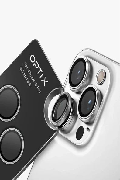 İphone 16 Pro / Iphone 16 Pro Max Uyumlu  Lens Koruyucu AluGuard Serisi Cam Alüminyum Çerçeve  Silver - 6