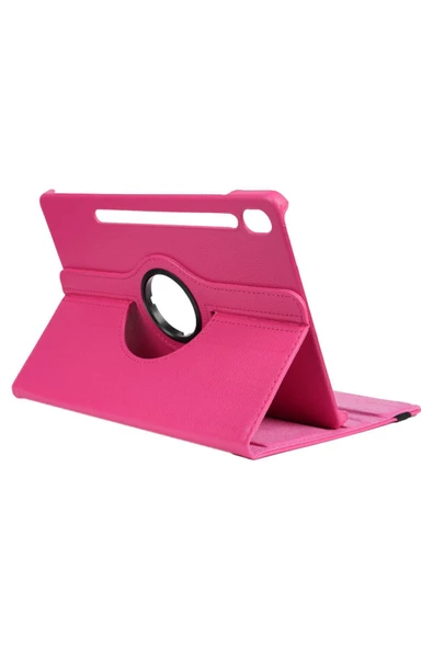 Samsung Galaxy Tab S9 FE 10.9 Inç Tablet Uyumlu Kılıf 360° Dönebilen Deri Leather New Style Case  PEMBE - 3