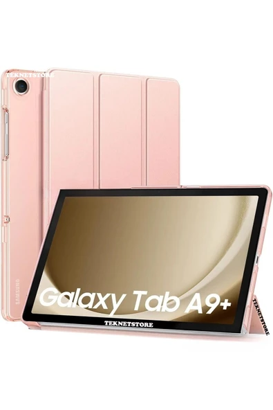 Samsung Galaxy Tab A9 Plus Sm-x210 11 Inç Tablet Uyumlu Standlı Akıllı Kılıf Smart Cover  ROSE GOLD