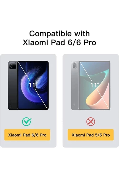 Xiaomi Pad 6 11 Inç 2023 Uyumlu Flip Smart Standlı Uyku Modlu Tablet Kılıfı + Ekran Koruyucu + Kalem  SİYAH