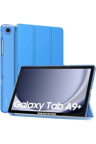 Samsung Galaxy Tab A9 Plus Sm-x210 11 Inç Tablet Uyumlu Standlı Akıllı Kılıf Smart Cover  MAVİ