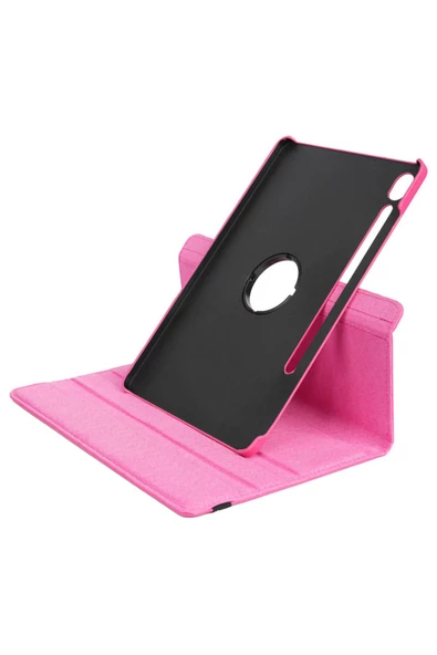 Samsung Galaxy Tab S9 FE 10.9 Inç Tablet Uyumlu Kılıf 360° Dönebilen Deri Leather New Style Case  PEMBE - 2