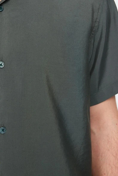 Moda Erkek Apaş Yaka Düz Desen Günlük Regular Fit Apaş Yaka Modal Karışımlı Gömlek - 6