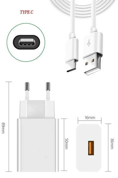 Samsung Galaxy Uyumlu Type-c Şarz Aleti 3.4 a 22w Data Aktarım Kablosu Ve Adaptör Hızlı Şarj Cihazı - 4