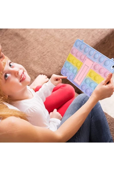 Samsung Galaxy Tab S6 Lite P610/p620 10.4" Uyumlu Kılıf Popit Standlı Çocuk Kılıfı Askılı Silikon - Resim 6