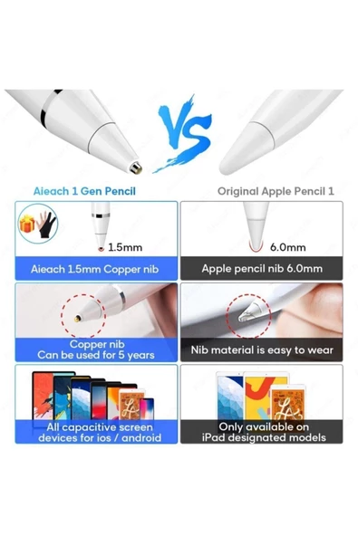 Stylus Kapasitif Dokunmatik Kalem Tüm Cihazlar Telefon Ile Uyumlu Çizim Tasarım Tablet Kalemi - 2