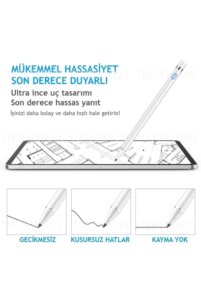 Eli Algılamayan Apple Ipad 9. Nesil 10.2 Inç Uyumlu Yazı Çizim Tasarım Tablet Kalemi Dokunmatik - 5