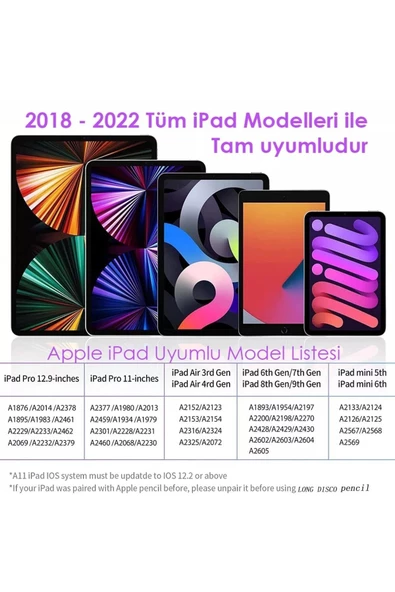 Ipad Uyumlu Pencil Palm Rejection Eğim Özellikli Dokunmatik Kalem Active Stylus Yazı Çizim - 5