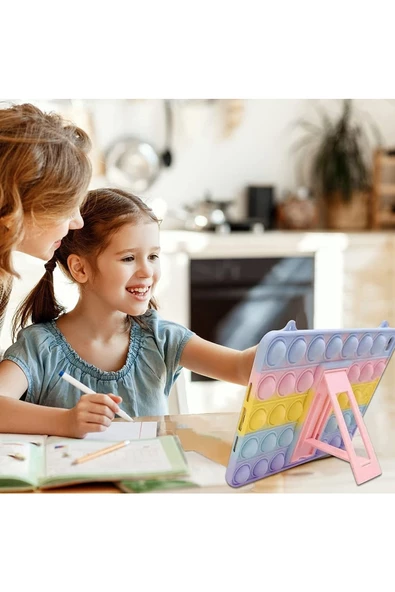 Samsung Galaxy Tab S6 Lite P610/p620 10.4" Uyumlu Kılıf Popit Standlı Çocuk Kılıfı Askılı Silikon - Resim 5