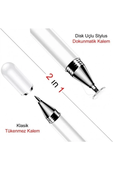 Tuanagsm Vıa T4e 2 In 1 Stylus Uyumlu Özel Tasarım Ve Çizim Kalemi - Beyaz - Resim 3