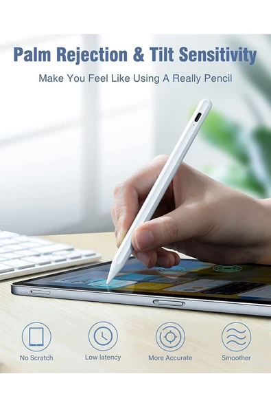 Apple Ipad 10.2 8. Ve 9. Nesil Stylus Yazım Çizim Için Avuç Içi Reddetmeli Dokunmatik Kalem - 4