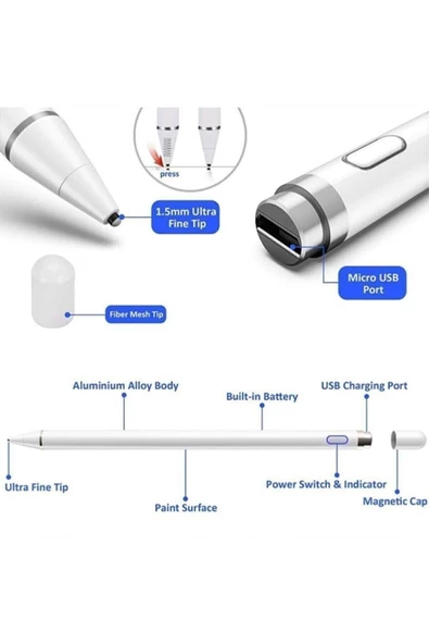 Ipad Iphone Android Uyumlu Pencil Dokunmatik Stylus Kalem - 6