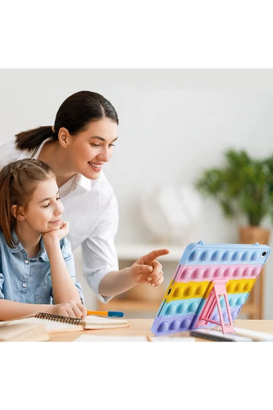 Samsung Galaxy Tab S6 Lite P610/p620 10.4" Uyumlu Kılıf Popit Standlı Çocuk Kılıfı Askılı Silikon - Resim 7