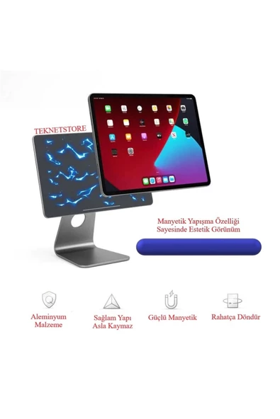 Apple Ipad Air 5. Nesil M1 2022 10.9 Inç Tablet Uyumlu Manyetik Yapışan Tablet Tutucu Masaüstü - 2