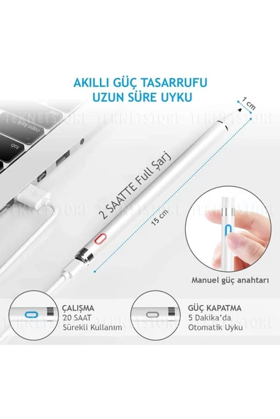 Eli Algılamayan Apple Ipad 9. Nesil 10.2 Inç Uyumlu Yazı Çizim Tasarım Tablet Kalemi Dokunmatik - 4