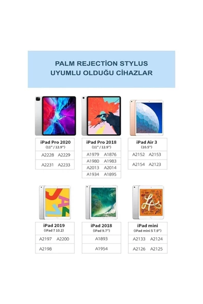 Eli Algılamayan Apple Ipad 9. Nesil 10.2 Inç Uyumlu Yazı Çizim Tasarım Tablet Kalemi Dokunmatik - 7