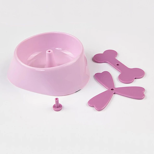 Bobo Plastik Yavaş Yeme Mama ve Oyun Kabı BO-3166 350 ML Pembe - Resim 2