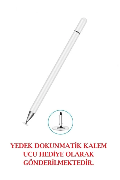 Dokunmatik Kalem Yedek Uç Hediyeli Tablet Kalemi Çizim & Yazı Kalemi Dokunmatik Kalem Beyaz