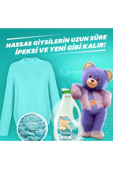 Yumoş Sıvı Deterjan Hassas Giysiler İçin İpeksi Bakım 3 x 2520 ml - Resim 6