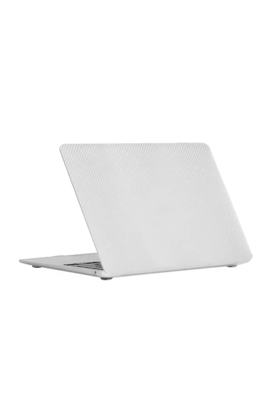 Macbook Air 13" 2020 (M1 ÇİP) Uyumlu A2337 Mat Karbon Beyaz Kılıf