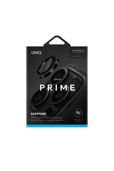İphone 16 Pro / İphone 16 Pro Max Sapphire Lens Koruyucu Optix Prime Serisi Çelik Çerçeve  Black - 5